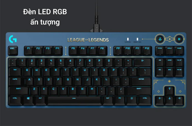 Bàn phím gaming Logitech Pro LOL Series | Đèn led RGB ấn tượng