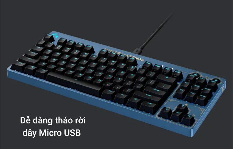 Bàn phím gaming Logitech Pro LOL Series | Dễ dàng thảo rời dây Micrro USB
