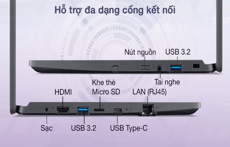 Máy tính xách tay/ Laptop Acer TravelMate B3 TMB311-31-P49D (NX.VNFSV.005) (N5030) (Đen) | Hỗ trợ đa dạng cổng kết nối