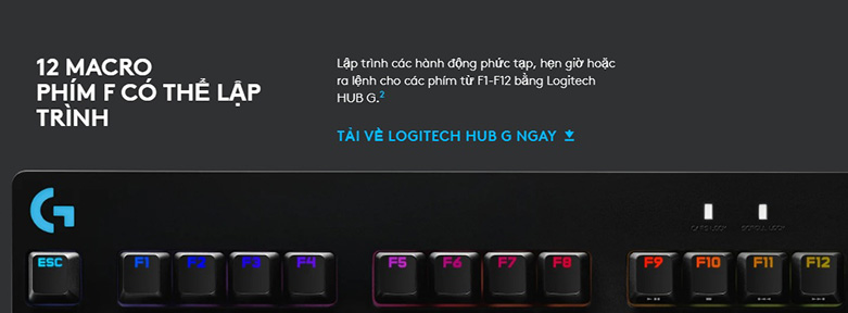 Bàn phím cơ Logitech Pro Gaming (GX Clicky) (Đen) | Hàng phím F có thể lập trình