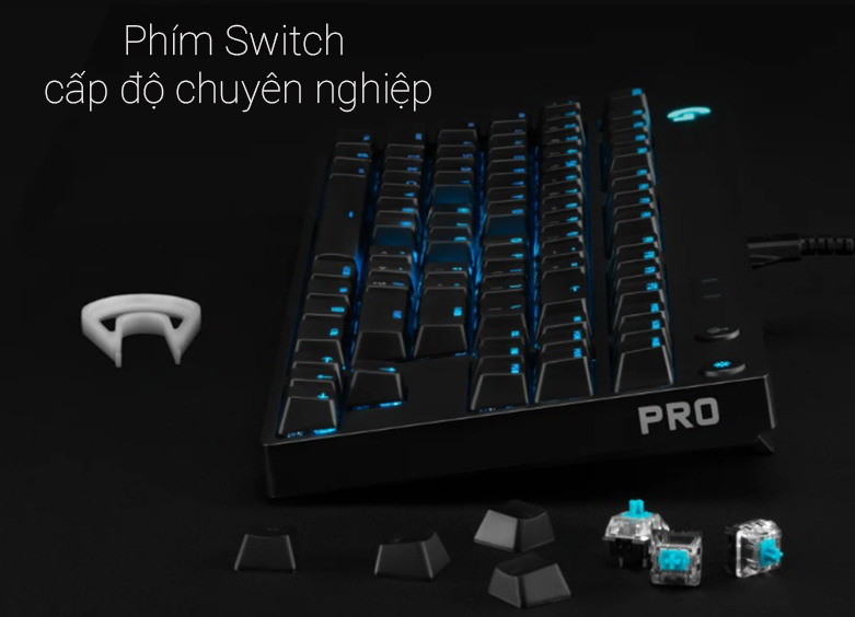 Bàn phím cơ Logitech Pro Gaming (GX Clicky) (Đen) | Phím Switch cấp độ chuyên nghiệp