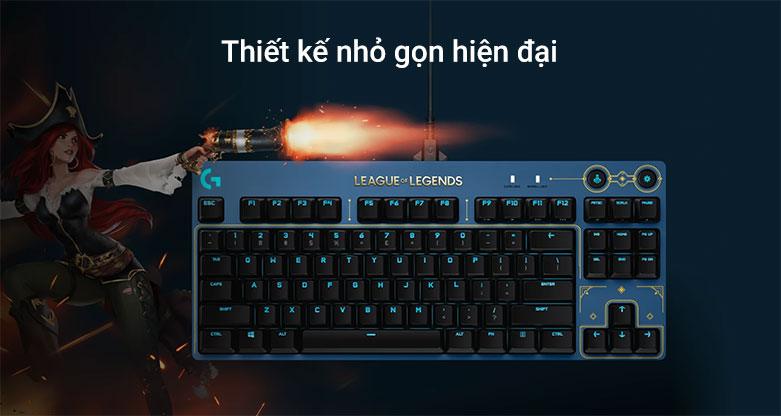 Bàn phím gaming Logitech Pro LOL Series | Thiết kế nhỏ gọn hiện đại