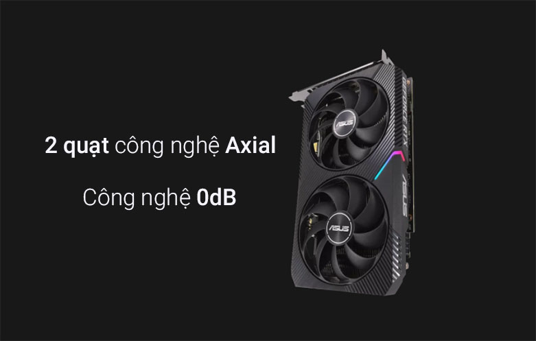 Card màn hình/ VGA ASUS DUAL GeForce RTX 3060 OC 12G| 2 quạt công nghệ Axial