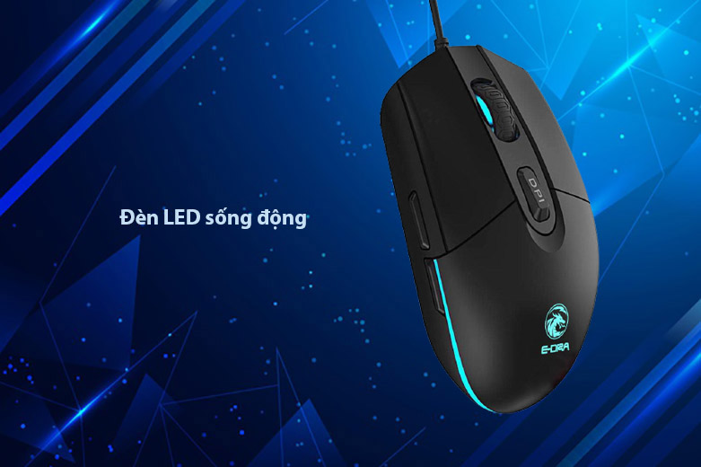 Chuột máy tính gaming E-dra EM6102 (Đen) | Đèn LED sống động