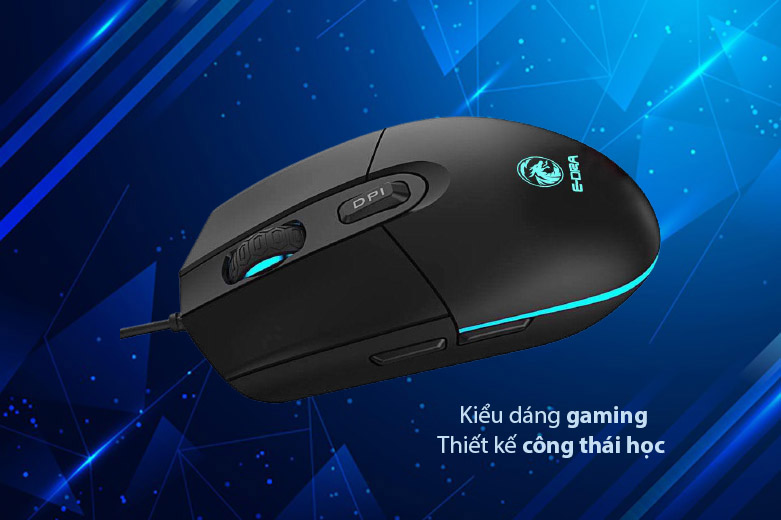 Chuột máy tính gaming E-dra EM6102 (Đen) | Kiểu dáng gaming