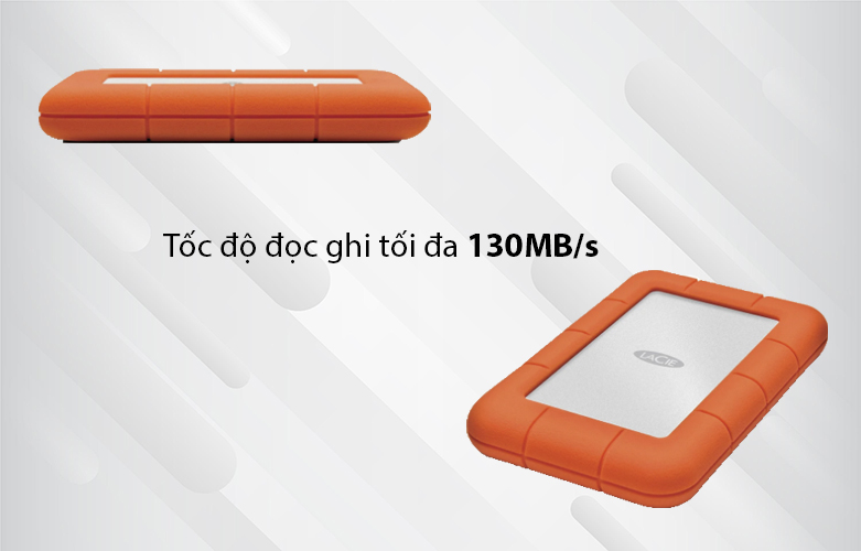 Ổ cứng gắn ngoài HDD LaCie Rugged Mini 1TB USB 3.0 chống sốc (LAC301558) | Tốc độ đọc ghi tối đa 130MB/s