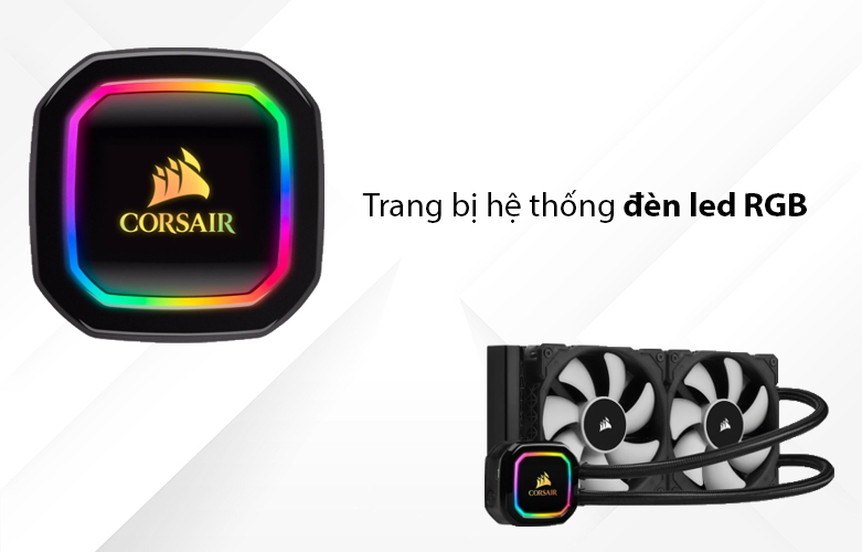 Tản nhiệt nước Corsair H100i RGB PRO XT (CW-9060043-WW) | Trang bị hệ thống đèn LED RGB