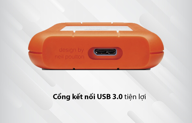 Ổ cứng gắn ngoài HDD LaCie Rugged Mini 1TB USB 3.0 chống sốc (LAC301558) | Cổng kết nối USB 3.0