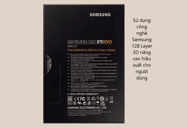 Ổ cứng SSD Samsung 870 EVO 500GB (MZ-77E500BW) | Sử dụng công nghệ Samsung 128 Layer 3D NAND
