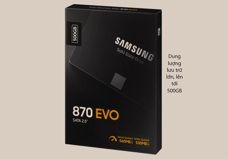 Ổ cứng SSD Samsung 870 EVO 500GB (MZ-77E500BW) | Dung lượng lưu trữ tới 500GB