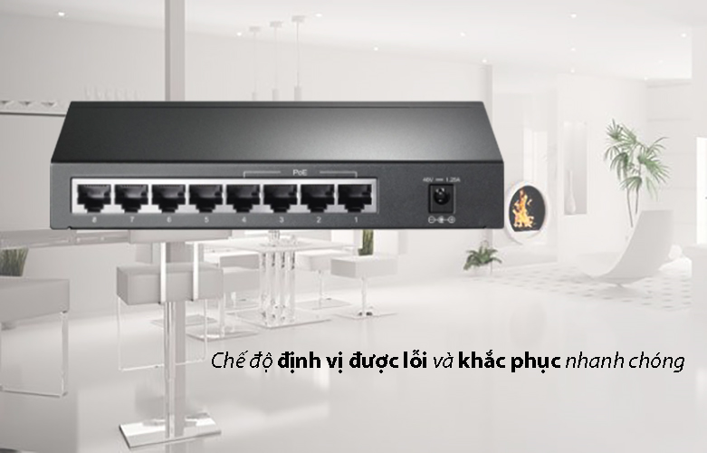 Thiết bị mạng/ Switch PoE TPLink 8P TL-SG1008P | Chế độ định vị được lỗi và kắc phục nhanh chóng 