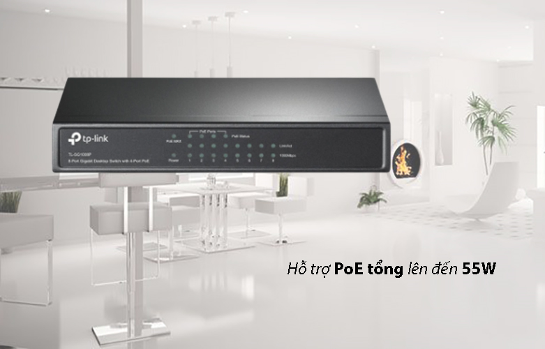 Thiết bị mạng/ Switch PoE TPLink 8P TL-SG1008P | Hỗ trợ PoE