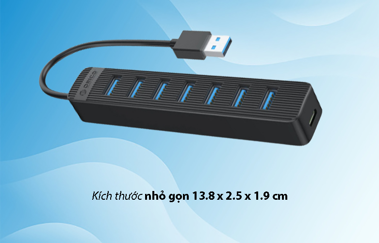 Hub USB 7 cổng USB 3.0 Orico TWU3-7A-BK (Đen) | Kích thước nhỏ gọn