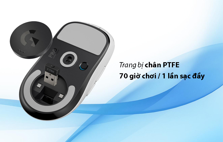 Chuột không dây gaming Logitech G Pro X - Super Light (Trắng) | Trang bị chân PTFE