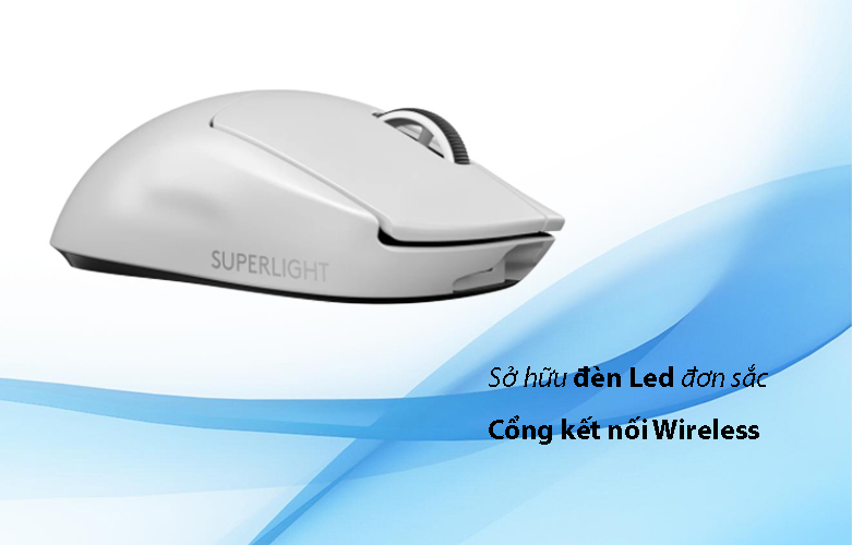 Chuột không dây gaming Logitech G Pro X - Super Light (Trắng) | Sở hữu đèn LED đơn sắc