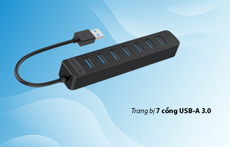 Hub USB 7 cổng USB 3.0 Orico TWU3-7A-BK (Đen) | Trang bị 7 cổng USB-A 3.0