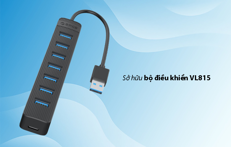 Hub USB 7 cổng USB 3.0 Orico TWU3-7A-BK (Đen) | Sở hữu bộ điều khiển VL815