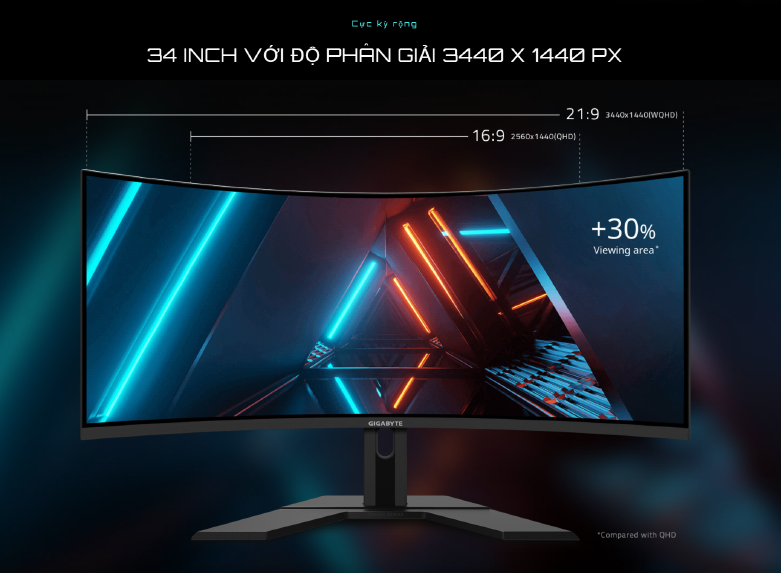 Màn hình LCD GIGABYTE G34WQC | 34 inch với độ phân giải cao
