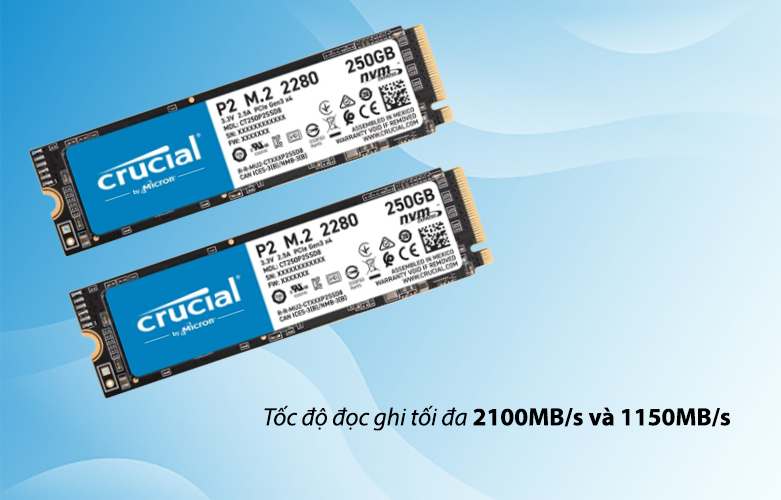 Ổ cứng SSD Crucial P2 250GB 3D NAND NVMe PCIe M.2 (CT250P2SSD8) | Tốc độ đọc ghi cao
