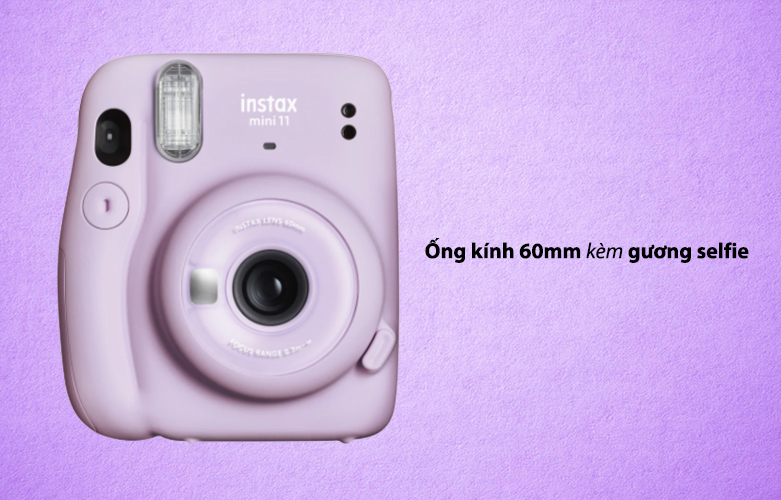 Máy ảnh lấy liền Fujifilm Instax Mini 11 Lilac Purple | Ống kính 60mm kèm gương selfie