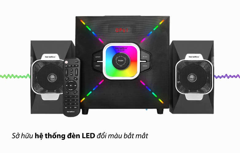 Loa SoundMax A2126/2.1 | Sở hữu hệ thống đèn LED đổi màu bắt mắt