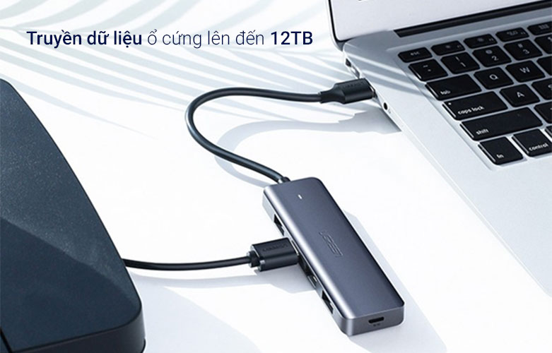 Hub USB 3.0 ra 4 cổng Ugreen 50985 (Xám)| Truyền dữ liệu ổ cứng 