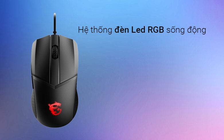 Chuột gaming không dây MSI Clutch GM41 Lightweight (Đen) | Hệ thống đèn LED RGB sống động