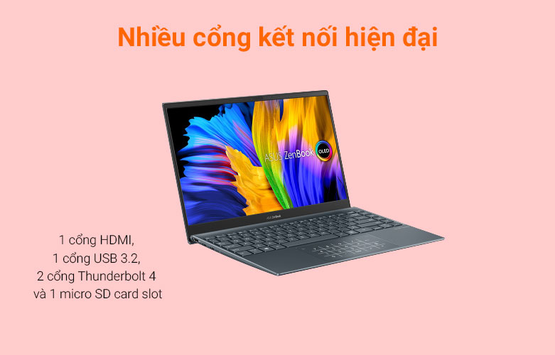 Laptop Asus UX325EA-KG656W (i5-1135G7) (Xám) | Nhiều cổng kết nối hiện đại