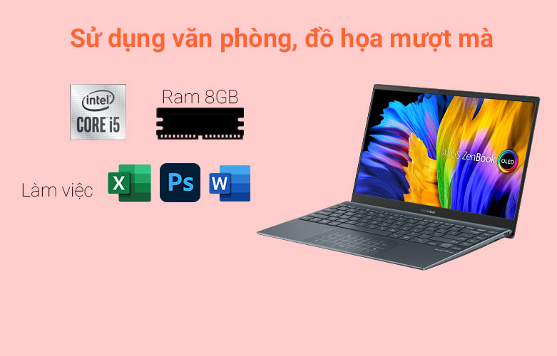 Laptop Asus UX325EA-KG656W (i5-1135G7) (Xám) | Sử dụng văn phòng, đồ họa mượt