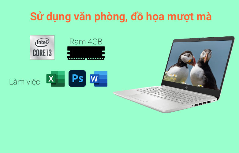 Laptop HP 14s-cf2527TU (4K4A1PA) (i3-10110U) (Bạc) | Sử dụng văn phòng