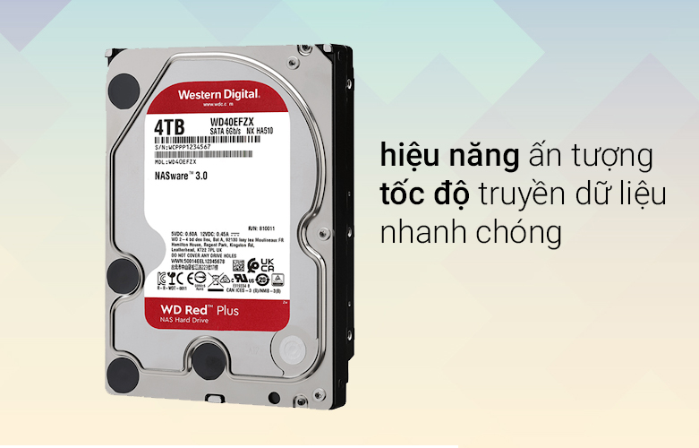 Ổ cứng HDD WD Red Plus 4TB 3.5 inch SATA III 128MB Cache 5400RPM (WD40EFZX)| Hiệu năng ấn tượng