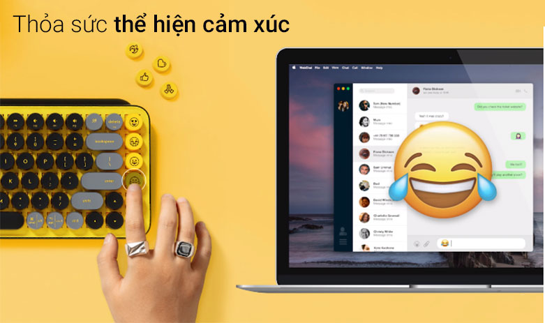 Bàn phím cơ không dây Logitech POP Keys (920-010577) (Vàng - đen) | Thỏa sức thể hiện cảm xúc