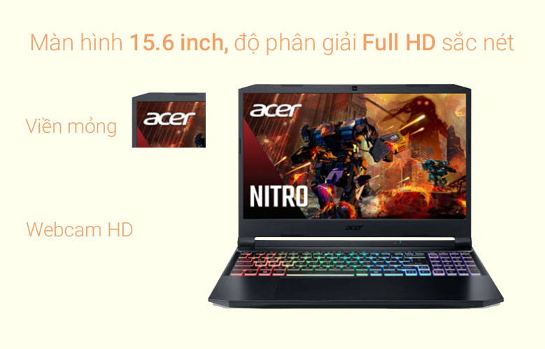 Laptop Acer Nitro 5 AN515-45-R6EV| Màn hình 15.6 inch