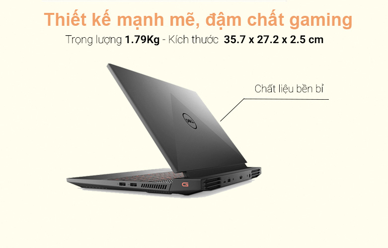 Laptop Dell Gaming G15 5511 (5511-P105F006BGR) (i7-11800H) (Xám) | Thiet ke manh me