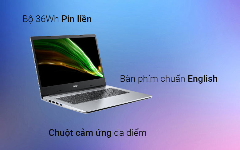 Máy tính xách tay/ Laptop Acer Aspire 3 A314-35-P3G9 (NX.A7SSV.007) (N6000) (Bạc) | Bộ 36Wh pin liền