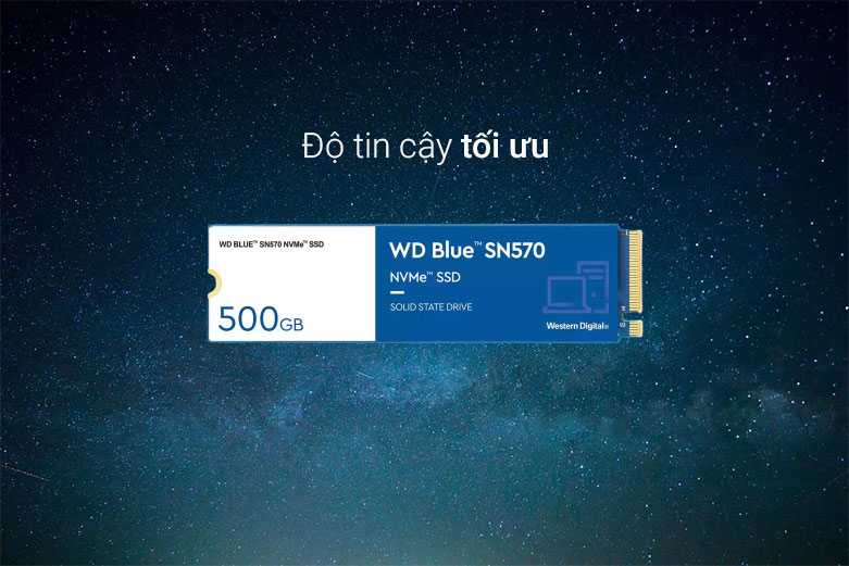 Ổ cứng SSD Blue WD SN570 500Gb M.2 2280 NVMe Gen3 x4| Độ tin cậy tối ưu