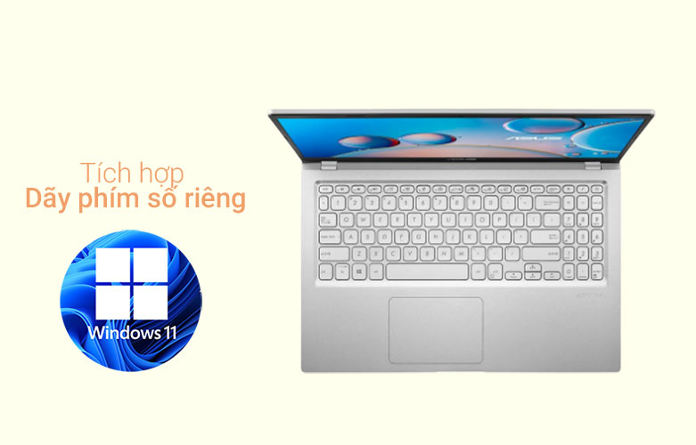 Laptop Asus X515EA-BQ1006W (i3-1115G4) (Bạc) | Tích hợp dãy phím số riêng