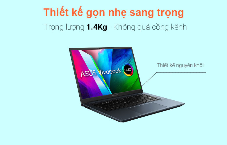 Laptop Asus VivoBook Pro M3401QA-KM040W (AMD Ryzen 7 5800H) (Xanh) | Thiết kế mỏng nhẹ sang trọng