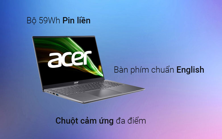 Bộ 59Wh Pin liền, bàn phím chuẩn English, chuột cảm ứng đa điểm