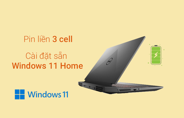 Máy tính xách tay/ Laptop Dell Gaming G15 5511 (5511-70266676) | Pin liền 3 cell