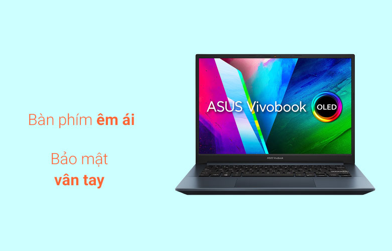 Laptop Asus VivoBook Pro M3401QA-KM040W (AMD Ryzen 7 5800H) (Xanh) | Bàn phím êm ái