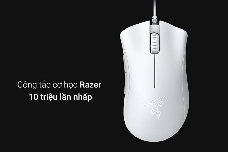 Chuột gaming Razer DeathAdder Essential - RZ01-03850200-R3M1 (Trắng) | Cổng tắc cơ học Razer 10 triệu lần nhấp