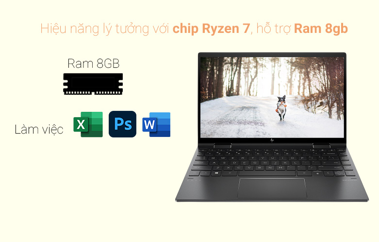 Laptop HP Envy X360 13-ay1056AU (601Q8PA) (AMD Ryzen 7 5800U) (Đen) | Hiệu năng lý tưởng