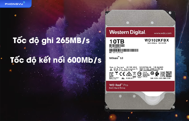 Ổ cứng HDD WD Red Pro 7200RPM - WD102KFBX | Tốc độ ghi, kết nối