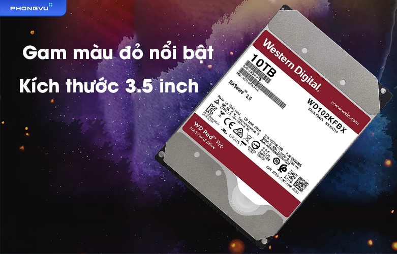 Ổ cứng HDD WD Red Pro 7200RPM - WD102KFBX | Gam màu đỏ