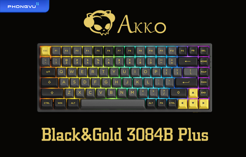 Bàn phím cơ AKKO 3084B Plus Black & Gold