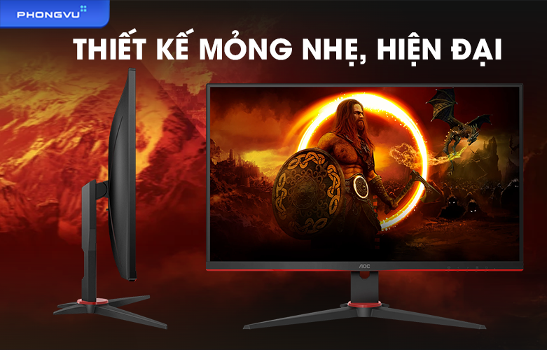 Màn hình LCD AOC 24G2E  | Thiết kế mỏng nhẹ