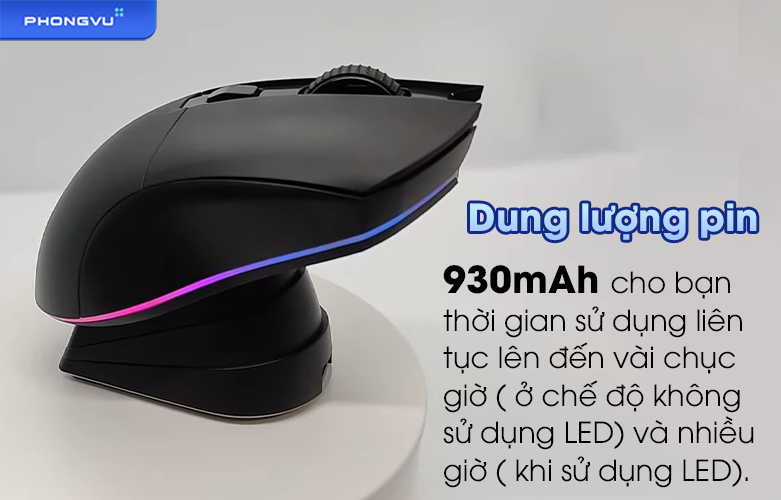 Chuột gaming không dây DARE-U EM901X RGB | Dung lượng pin