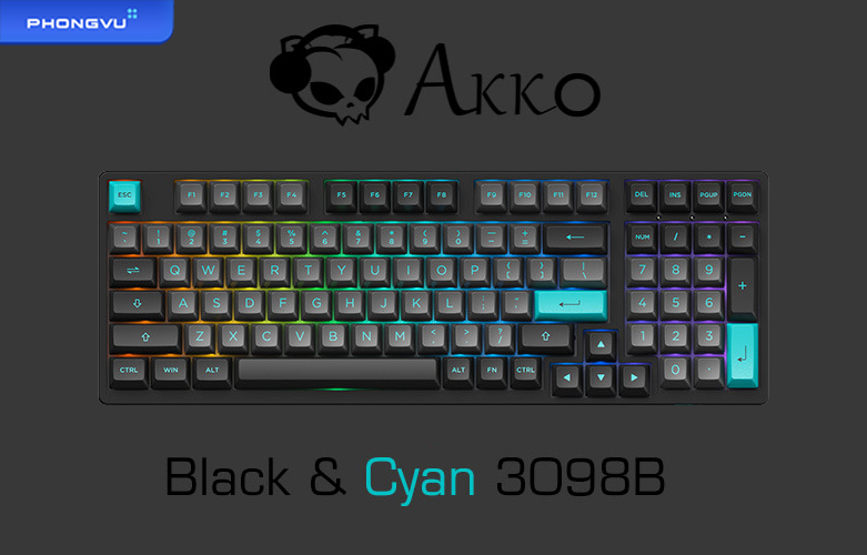 Bàn phím cơ AKKO 3098B Multi-modes Black & Cyan