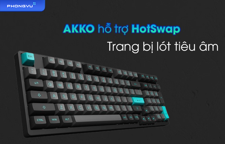 Bàn phím cơ AKKO 3098B Multi-modes Black & Cyan | Trang bị lót tiêu âm